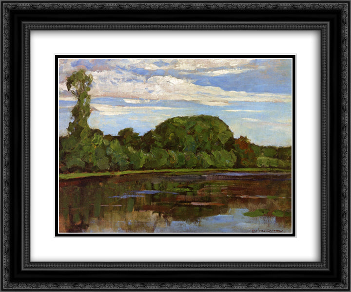 Geinrust Farm with Isolated Tree 24x20 Black Ornate Wood Framed Art Print Poster with Double Matting by Mondrian, Piet