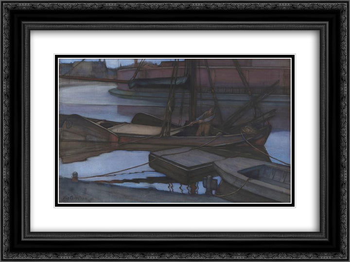 Going Fishing 24x18 Black Ornate Wood Framed Art Print Poster with Double Matting by Mondrian, Piet