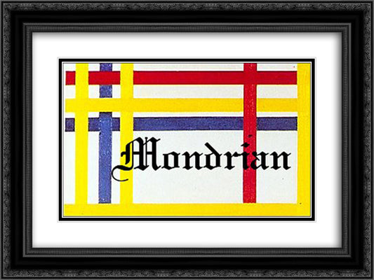 Head 24x18 Black Ornate Wood Framed Art Print Poster with Double Matting by Mondrian, Piet