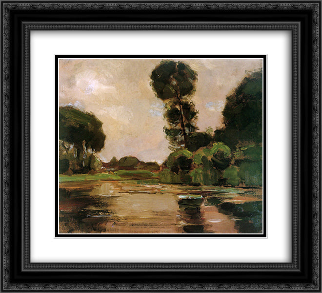 Lonely tree at the Gein Sun 22x20 Black Ornate Wood Framed Art Print Poster with Double Matting by Mondrian, Piet