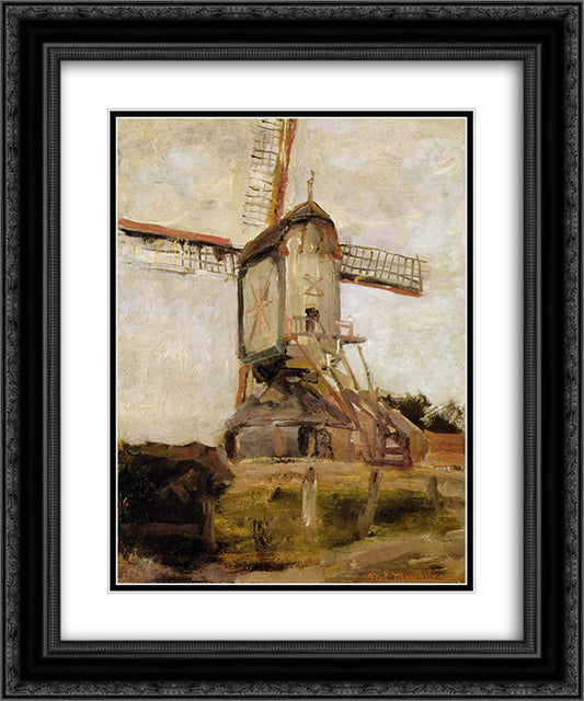 Mill of Heeswijk Sun 20x24 Black Ornate Wood Framed Art Print Poster with Double Matting by Mondrian, Piet