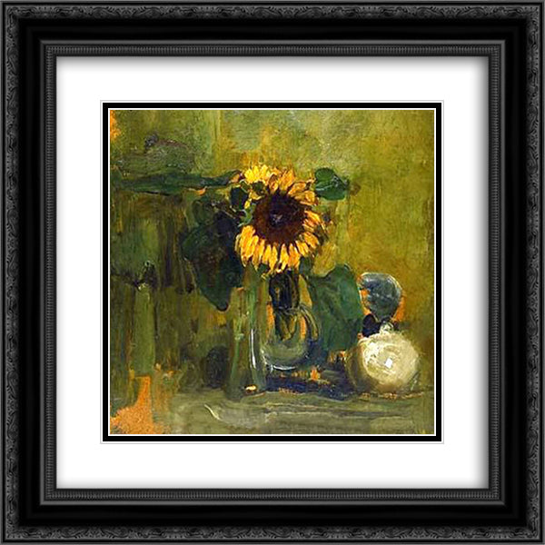 Nature died with Sunflower 20x20 Black Ornate Wood Framed Art Print Poster with Double Matting by Mondrian, Piet