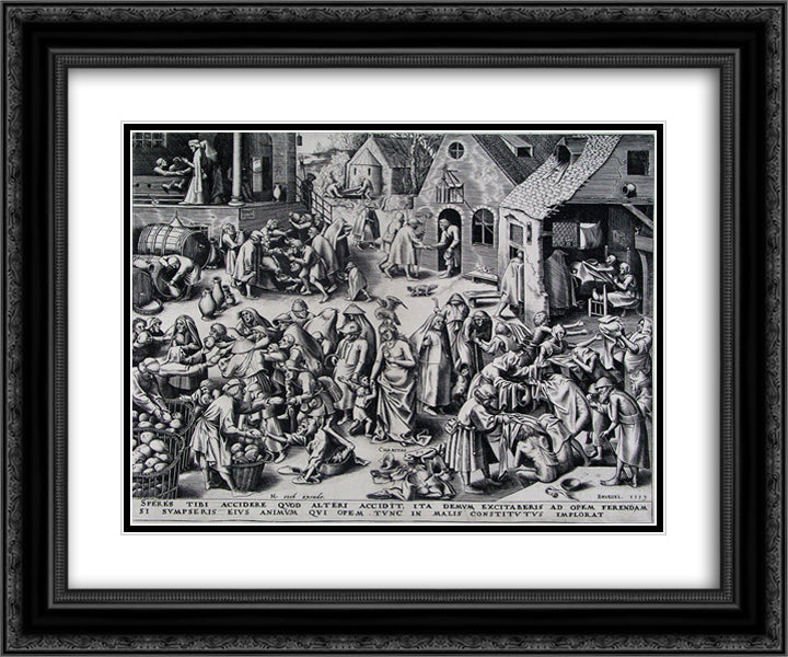 Charity 24x20 Black Ornate Wood Framed Art Print Poster with Double Matting by Bruegel the Elder, Pieter