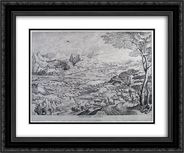 Country Concerns 24x20 Black Ornate Wood Framed Art Print Poster with Double Matting by Bruegel the Elder, Pieter