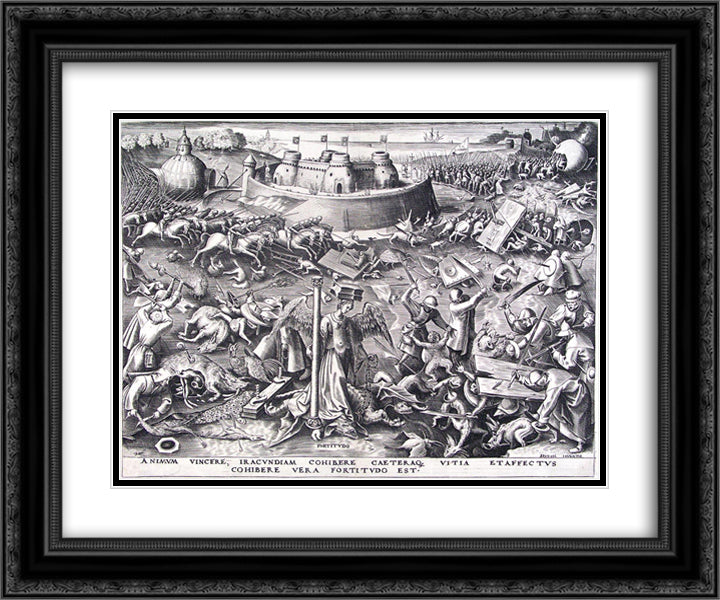 Courage 24x20 Black Ornate Wood Framed Art Print Poster with Double Matting by Bruegel the Elder, Pieter