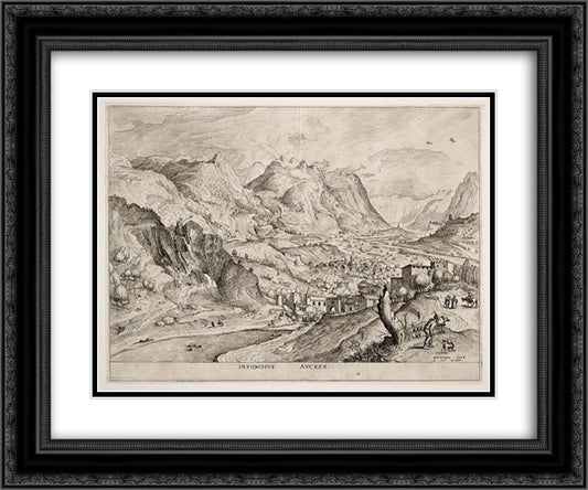 Crafty Bird Catcher 24x20 Black Ornate Wood Framed Art Print Poster with Double Matting by Bruegel the Elder, Pieter