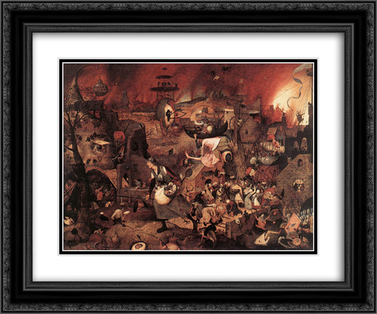 Dulle Griet (Mad Meg) 24x20 Black Ornate Wood Framed Art Print Poster with Double Matting by Bruegel the Elder, Pieter