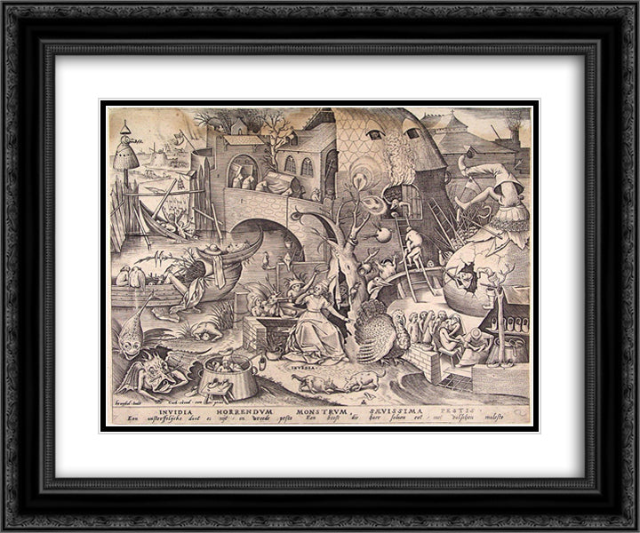 Envy 24x20 Black Ornate Wood Framed Art Print Poster with Double Matting by Bruegel the Elder, Pieter