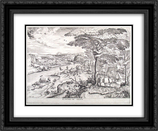 Go ye into the Emmaus 24x20 Black Ornate Wood Framed Art Print Poster with Double Matting by Bruegel the Elder, Pieter
