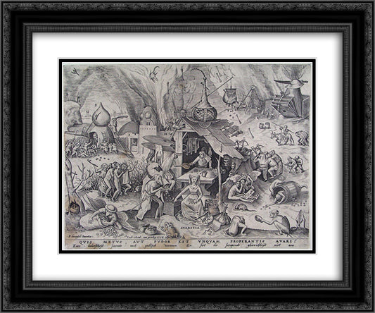 Greed 24x20 Black Ornate Wood Framed Art Print Poster with Double Matting by Bruegel the Elder, Pieter