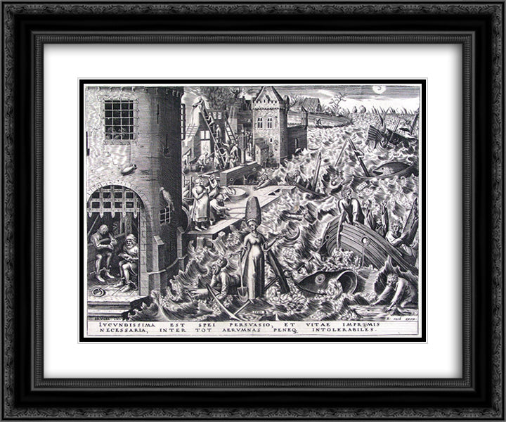 Hope 24x20 Black Ornate Wood Framed Art Print Poster with Double Matting by Bruegel the Elder, Pieter