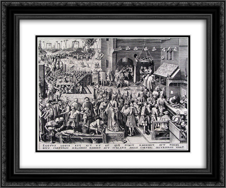 Justice 24x20 Black Ornate Wood Framed Art Print Poster with Double Matting by Bruegel the Elder, Pieter