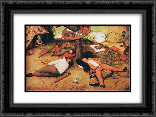 Land of Cockaigne 24x18 Black Ornate Wood Framed Art Print Poster with Double Matting by Bruegel the Elder, Pieter