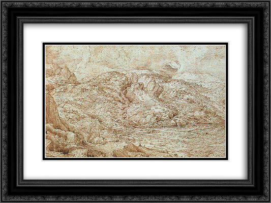Landscape of the Alps 24x18 Black Ornate Wood Framed Art Print Poster with Double Matting by Bruegel the Elder, Pieter