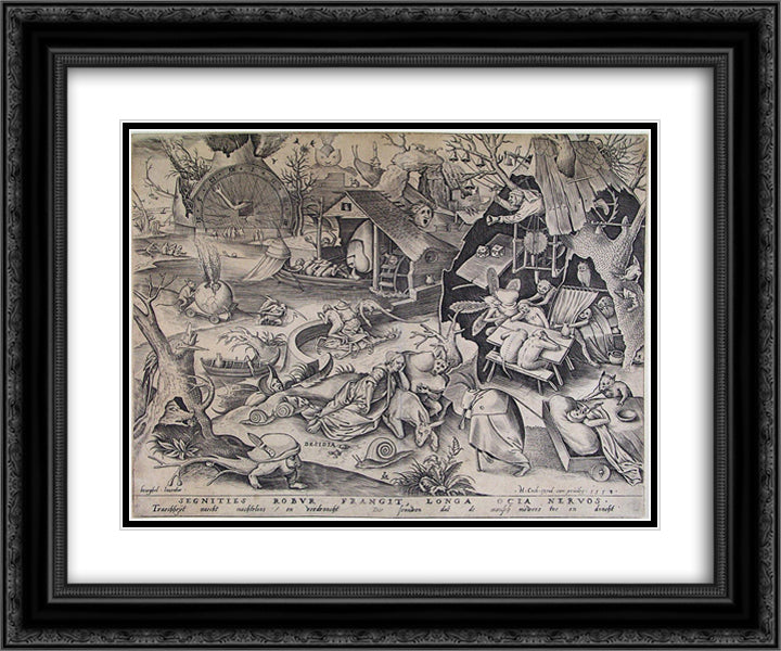 Laziness 24x20 Black Ornate Wood Framed Art Print Poster with Double Matting by Bruegel the Elder, Pieter