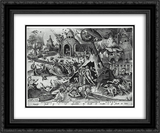 Lust 24x20 Black Ornate Wood Framed Art Print Poster with Double Matting by Bruegel the Elder, Pieter