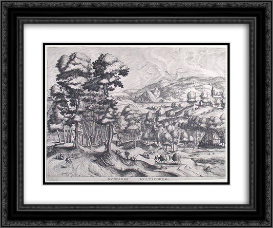 Market for the country 24x20 Black Ornate Wood Framed Art Print Poster with Double Matting by Bruegel the Elder, Pieter