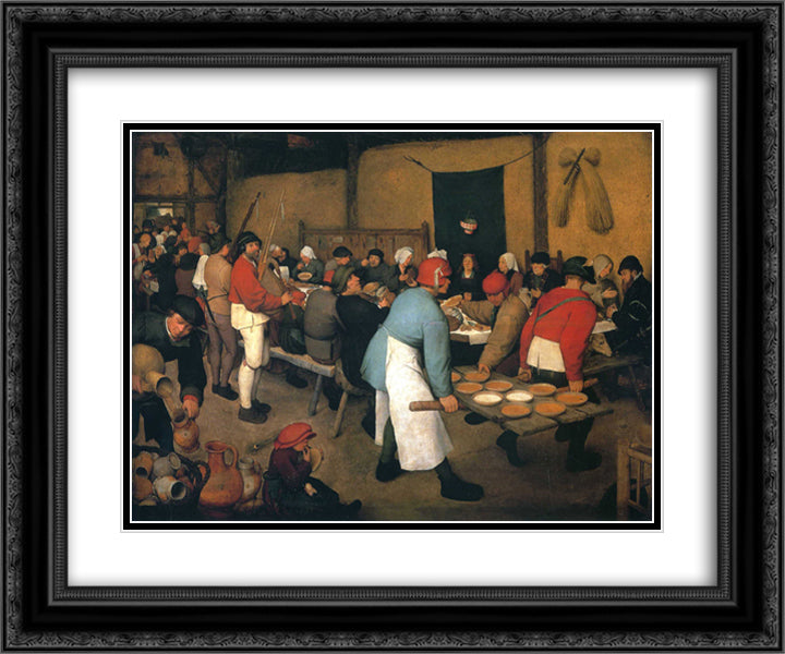 Peasant Wedding 24x20 Black Ornate Wood Framed Art Print Poster with Double Matting by Bruegel the Elder, Pieter