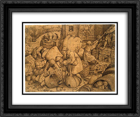 Philistine 24x20 Black Ornate Wood Framed Art Print Poster with Double Matting by Bruegel the Elder, Pieter