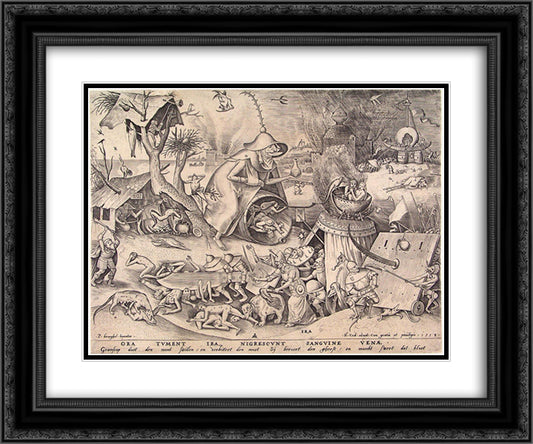 Pray were swelling with anger, veins grow black with blood 24x20 Black Ornate Wood Framed Art Print Poster with Double Matting by Bruegel the Elder, Pieter