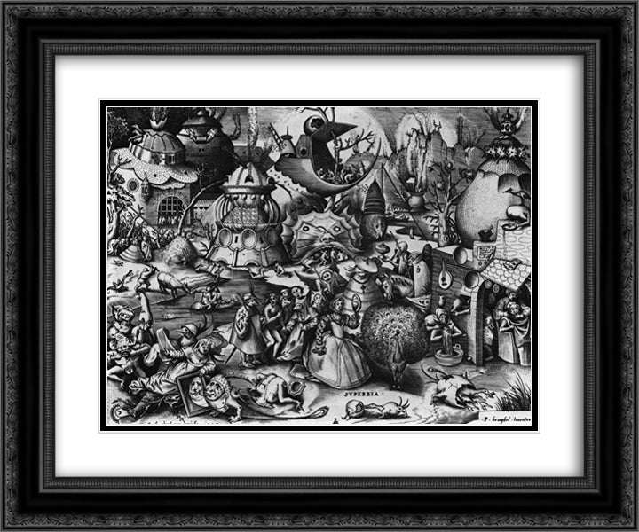 Pride 24x20 Black Ornate Wood Framed Art Print Poster with Double Matting by Bruegel the Elder, Pieter