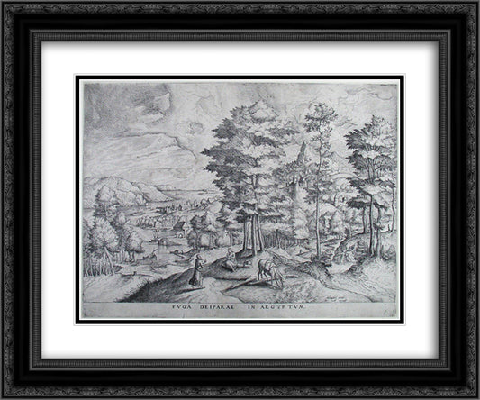 Running away the Mother of God into Egypt 24x20 Black Ornate Wood Framed Art Print Poster with Double Matting by Bruegel the Elder, Pieter