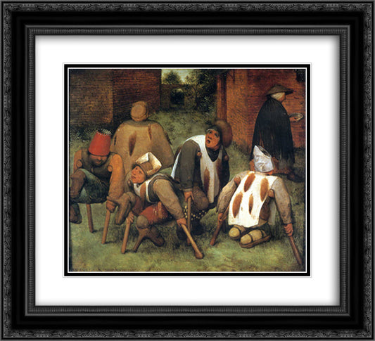 The Beggars 22x20 Black Ornate Wood Framed Art Print Poster with Double Matting by Bruegel the Elder, Pieter