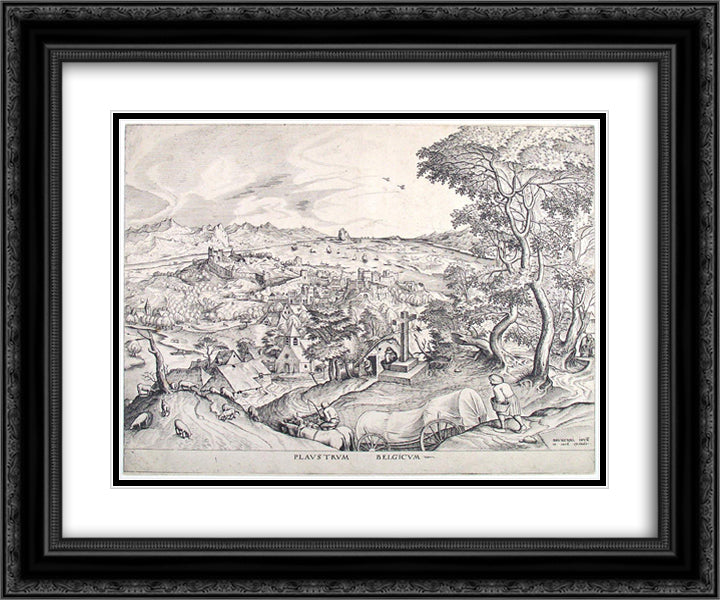 The cart, the Belgic 24x20 Black Ornate Wood Framed Art Print Poster with Double Matting by Bruegel the Elder, Pieter