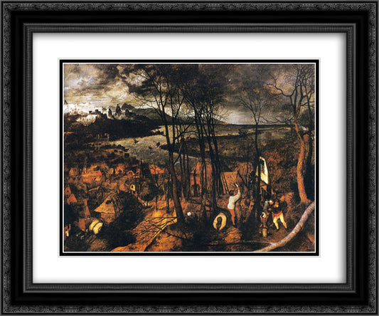 The Gloomy Day 24x20 Black Ornate Wood Framed Art Print Poster with Double Matting by Bruegel the Elder, Pieter