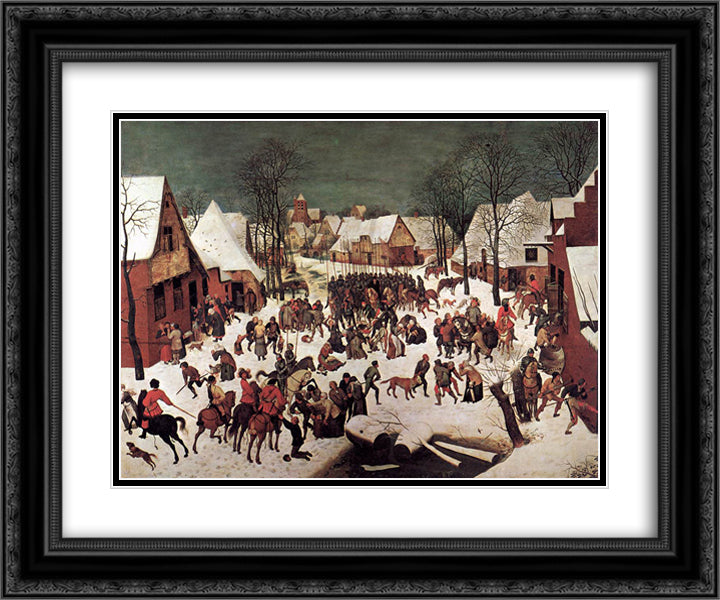 The Massacre of the Innocents 24x20 Black Ornate Wood Framed Art Print Poster with Double Matting by Bruegel the Elder, Pieter
