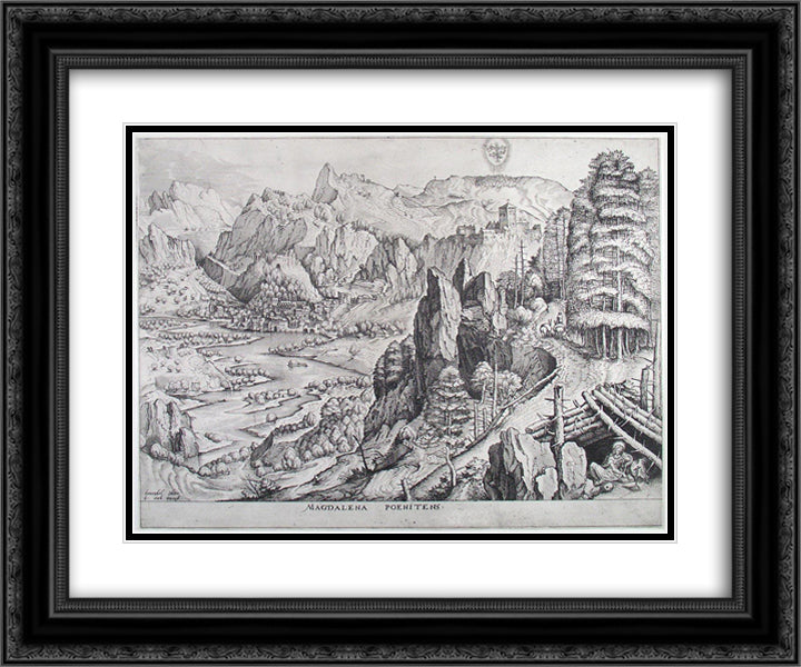 The penitent Magdalene 24x20 Black Ornate Wood Framed Art Print Poster with Double Matting by Bruegel the Elder, Pieter