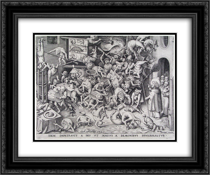 The same God so that he obtained of the Magus was by demons be pulled in pieces 24x20 Black Ornate Wood Framed Art Print Poster with Double Matting by Bruegel the Elder, Pieter
