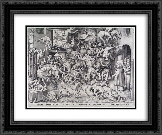 The same God so that he obtained of the Magus was by demons be pulled in pieces 24x20 Black Ornate Wood Framed Art Print Poster with Double Matting by Bruegel the Elder, Pieter