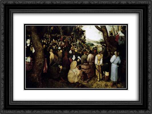 The Sermon of St. John the Baptist 24x18 Black Ornate Wood Framed Art Print Poster with Double Matting by Bruegel the Elder, Pieter