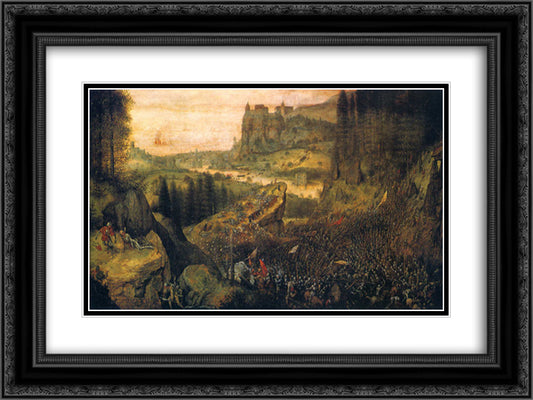 The Suicide of Saul 24x18 Black Ornate Wood Framed Art Print Poster with Double Matting by Bruegel the Elder, Pieter
