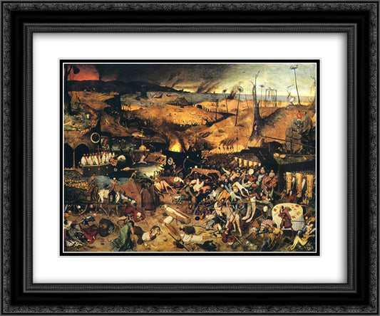 The Triumph of Death 24x20 Black Ornate Wood Framed Art Print Poster with Double Matting by Bruegel the Elder, Pieter