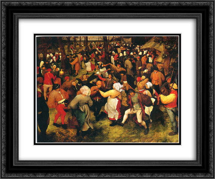 The Wedding Dance in the open air 24x20 Black Ornate Wood Framed Art Print Poster with Double Matting by Bruegel the Elder, Pieter