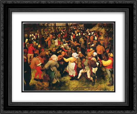 The Wedding Dance in the open air 24x20 Black Ornate Wood Framed Art Print Poster with Double Matting by Bruegel the Elder, Pieter