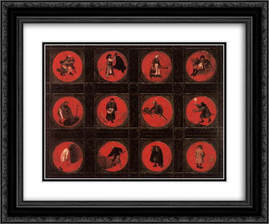 Twelve Proverbs 24x20 Black Ornate Wood Framed Art Print Poster with Double Matting by Bruegel the Elder, Pieter