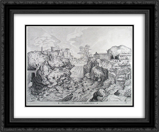 View of Tivoli 24x20 Black Ornate Wood Framed Art Print Poster with Double Matting by Bruegel the Elder, Pieter