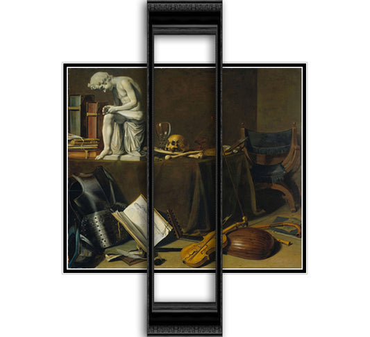 Vanitas Still-life 22x20 Black Ornate Wood Framed Art Print Poster with Double Matting by Claesz, Pieter