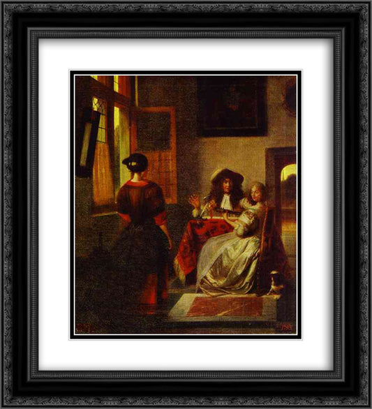 Concert 20x22 Black Ornate Wood Framed Art Print Poster with Double Matting by Hooch, Pieter de