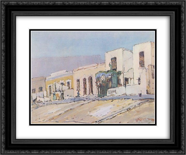 Malay Quarter 24x20 Black Ornate Wood Framed Art Print Poster with Double Matting by Wenning, Pieter