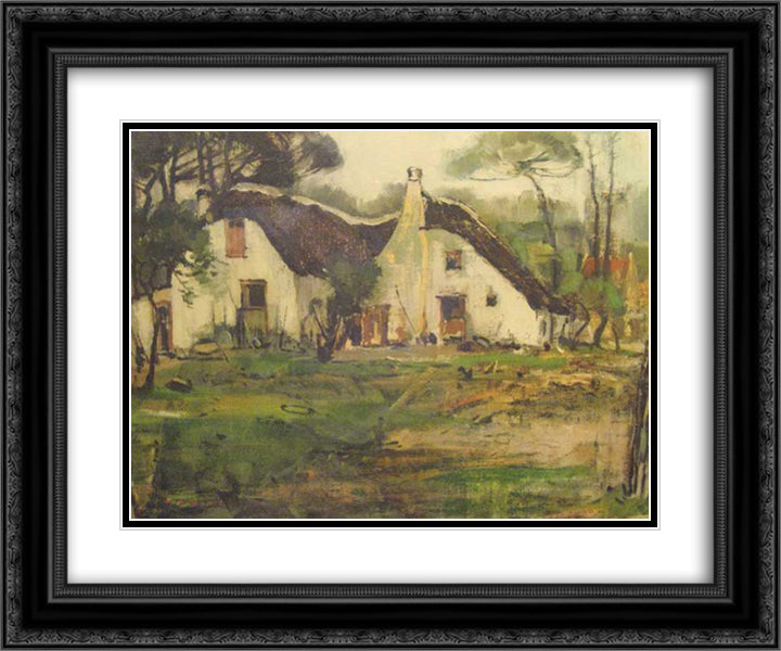 Old Cottage Plumstead 24x20 Black Ornate Wood Framed Art Print Poster with Double Matting by Wenning, Pieter
