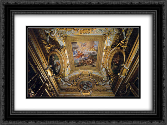 Ceiling Fresco in the Hall of Saturn 24x18 Black Ornate Wood Framed Art Print Poster with Double Matting by Cortona, Pietro da