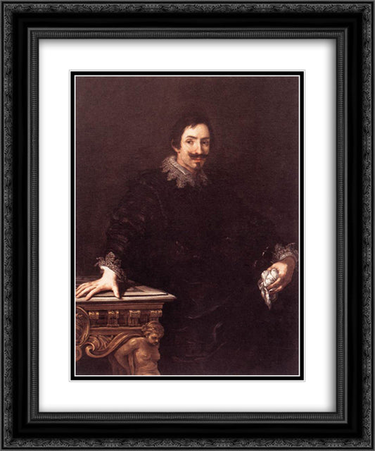 Marcello Sacchetti 20x24 Black Ornate Wood Framed Art Print Poster with Double Matting by Cortona, Pietro da