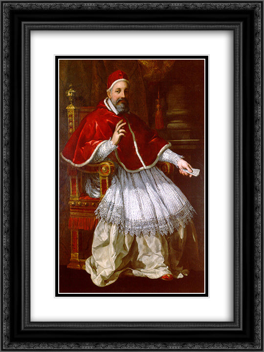 Pope Urbanus VIII (Maffeo Barberini) 18x24 Black Ornate Wood Framed Art Print Poster with Double Matting by Cortona, Pietro da