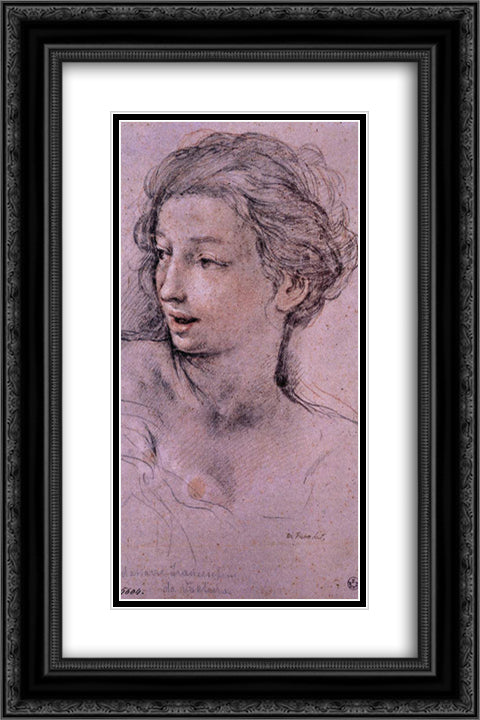 Study for the Age of Silver 16x24 Black Ornate Wood Framed Art Print Poster with Double Matting by Cortona, Pietro da