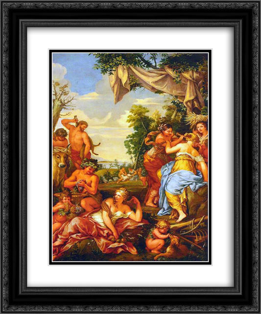 The Copper Age 20x24 Black Ornate Wood Framed Art Print Poster with Double Matting by Cortona, Pietro da