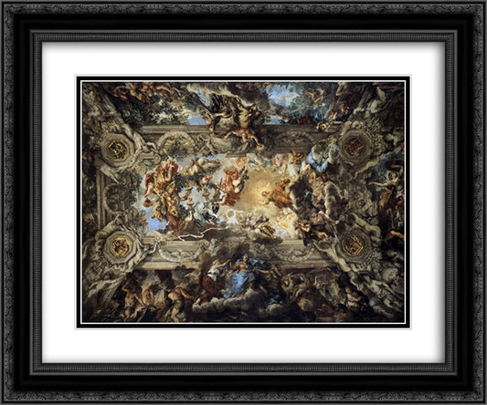 The Triumph of Divine Providence 24x20 Black Ornate Wood Framed Art Print Poster with Double Matting by Cortona, Pietro da